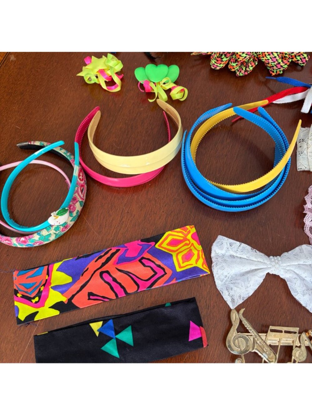 Vtg 1980s Hair Accessories Lot Madonna Banana Clips Bows Barrettes Headbands - Picture 3 of 16